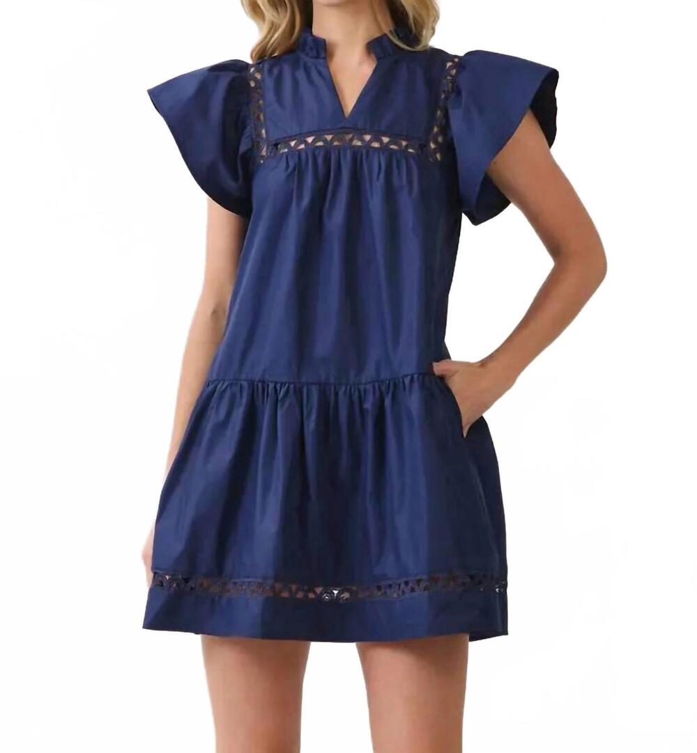 NEW TCEC haven tiered dress in navy
